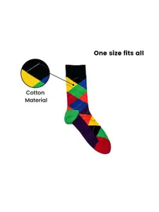The Tie Hub Men Cotton Colourblocked Crew-Length Socks