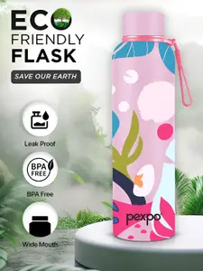 Pexpo Pink & Green Printed Stainless Steel Double Wall Vacuum Water Bottle-700 ml