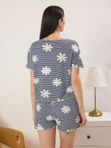 Trendyol Women Printed Round Neck Night Suit