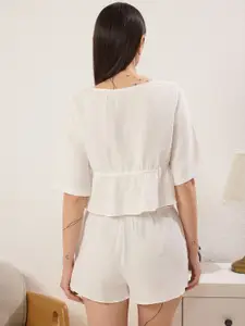 Trendyol Women Top & Short Pure Cotton Night Suits