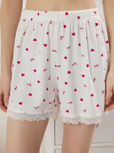 Trendyol Women Printed Round Neck T-shirt & Shorts Night Suit