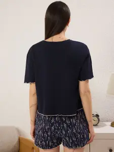 Trendyol Graphic Printed Round Neck Pure Cotton Night suit