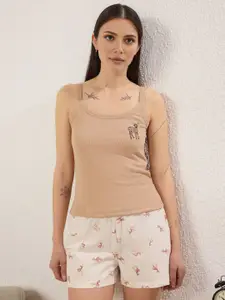 Trendyol Printed Top & Shorts Night Suits