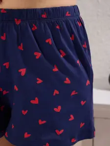 Trendyol Women Printed Top With Shorts Pure Cotton Night Suit