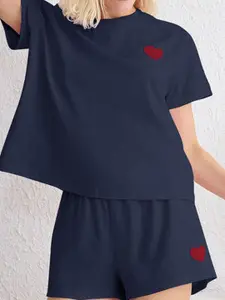 Trendyol Women Pack Of 2 Round Neck T-shirt & Shorts Night Suit