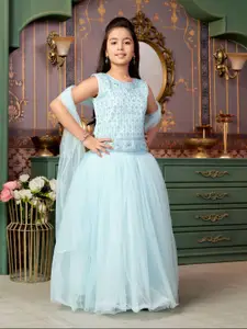 BAESD Girls Embroidered Mirror Work Ready to Wear Lehenga & Blouse With Dupatta