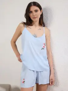 Trendyol Women Striped Shoulder Straps Night Suit