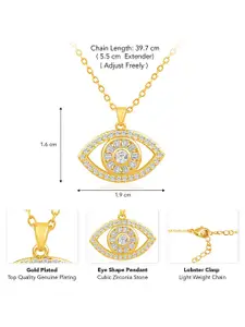 Peora Gold-Plated Cubic Zircon Studded Eye Shaped Pendants With Chains