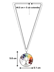 Peora Silver-Plated Artificial Stones Studded Circular Pendants With Chains And Red Rose