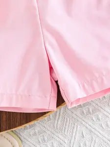 INCLUD Girls Self Design Round Neck Top With Shorts