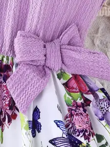 INCLUD Girls Printed Bow Detail Fit & Flare Dress