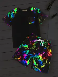 INCLUD Boys Printed Round Neck T-shirt With Shorts