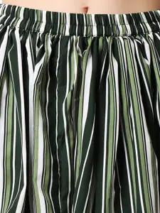 Moda Rapido Women Striped Mini Flared Skirt