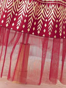 INCLUD Girls Cotton Puff Sleeve Fit & Flare Midi Dress