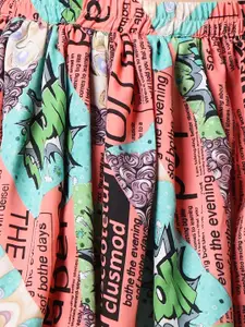 Moda Rapido Women Typography Print Above Knee Flared Skirt