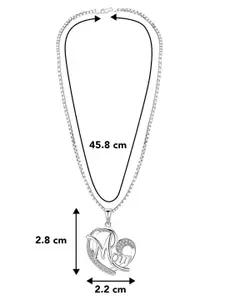 Peora Silver-Plated Cubic ZIrconia Studded Heart Shaped Pendants & Chains With Rose