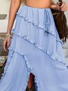 Outzidr Women Flared Midi Skirt