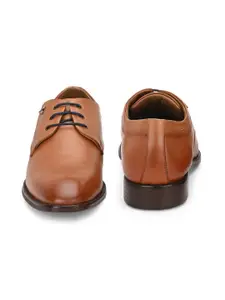 Valentino Men Leather Round Toe Lace-Ups Derbys