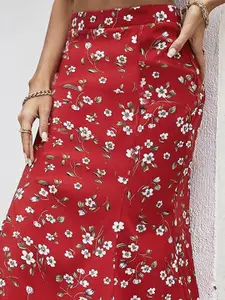 Outzidr Women Printed Knee Length A-Line Skirt