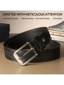 The Roadster Lifestyle Co. Men Black Textured Leather Formal Belt