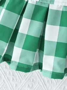 INCLUD Girls Sleeveless Top With Plaid Pleated Skirt