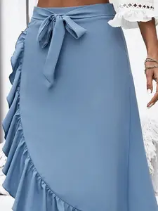 Outzidr Women Midi Flared Tulip Slip-On Skirt