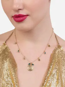 AMI Gold-Plated Artificial Stones Studded Necklace