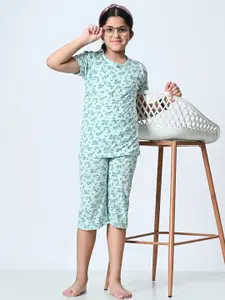 BAESD Girls Pure Cotton Floral Printed Night suit