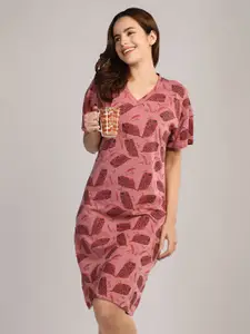 Duchess  Women Abstract Printed Knee Length Nightdress