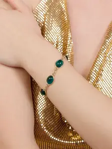 AMI Gold-Plated Artificial stones Studded Link Bracelet