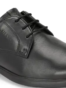 Valentino Men Leather Round Toe Lace-Ups Derbys