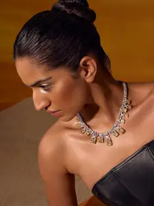 MISS JO 925 Sterling Silver Rhodium-Plated Cubic Zirconia Studded Pendants