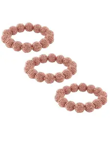 AMI Set Of 3 Rose Gold-Plated Artificial Beaded Bracelet