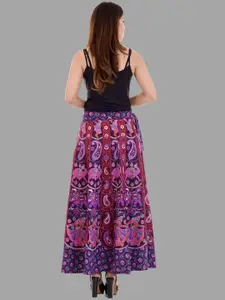 HANDICRAFT PALACE Paisley Mandala Printed Pure Cotton Wrap Around Maxi Skirt