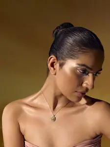 MISS JO 925 Sterling Silver Rhodium-Plated Cubic Zirconia Studded Pendant With Chain