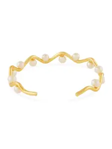 AMI Gold-Plated Pearls Beaded Cuff Bracelet
