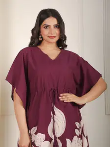 Aramya Floral Printed V-Neck Kaftan Kurti