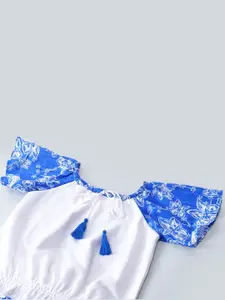 pspeaches Girls Printed Round Neck Pure Cotton Top With Trouser