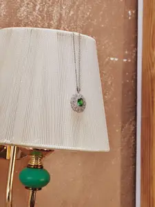 MISS JO 925 Sterling Silver Rhodium-Plated Cubic Zirconia Studded Floral Pendants