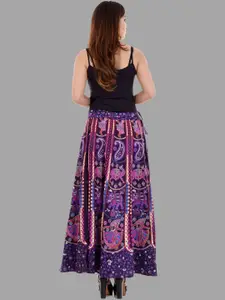 HANDICRAFT PALACE Paisley Mandala Printed Pure Cotton Wrap Around Maxi Skirt