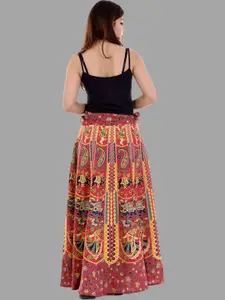 HANDICRAFT PALACE Paisley Mandala Printed Pure Cotton Wrap Around Maxi Skirt