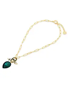 Isharya B-dazzle 18K Gold-Plated Crystal Studded Toggle Necklace