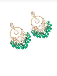Anouk Gold-Plated Kundan Studded And Pearls Beaded Contemporary Drop Earrings