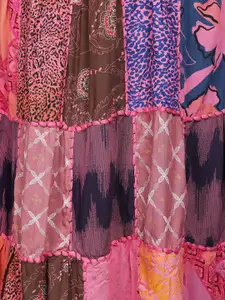 Exotic india Women Long Printed Dori Skirt From Gujarat With Patch Work