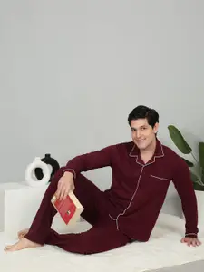 Sweet Dreams Men Lapel Collar Shirt & Pyjamas Pure Cotton Night suit