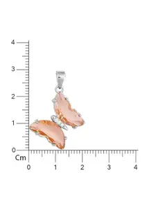 GIVA 925 Silver Rhodium-Plated Butterfly Cubic Zirconia Studded Pendant with Chain