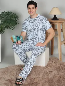 Sweet Dreams Men Printed T-shirt and Pyjamas Night suit