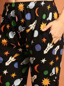 ETC Pack Of 2 Printed Cotton Mid-Rise Lounge Pants