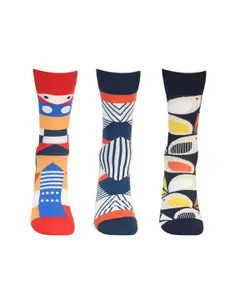 Bonjour Men Pack Of 3 Printed Assorted Calf Length Socks