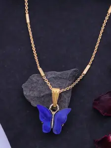 Ramdev Art Fashion Jwellery 22k Gold-Plated Butterfly Pendants With Chains